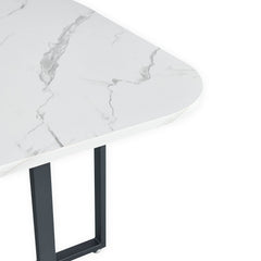 Table carrée 90cm avec 4 chaises gain de place Oslo Effet marbre blanc et Velours Noir