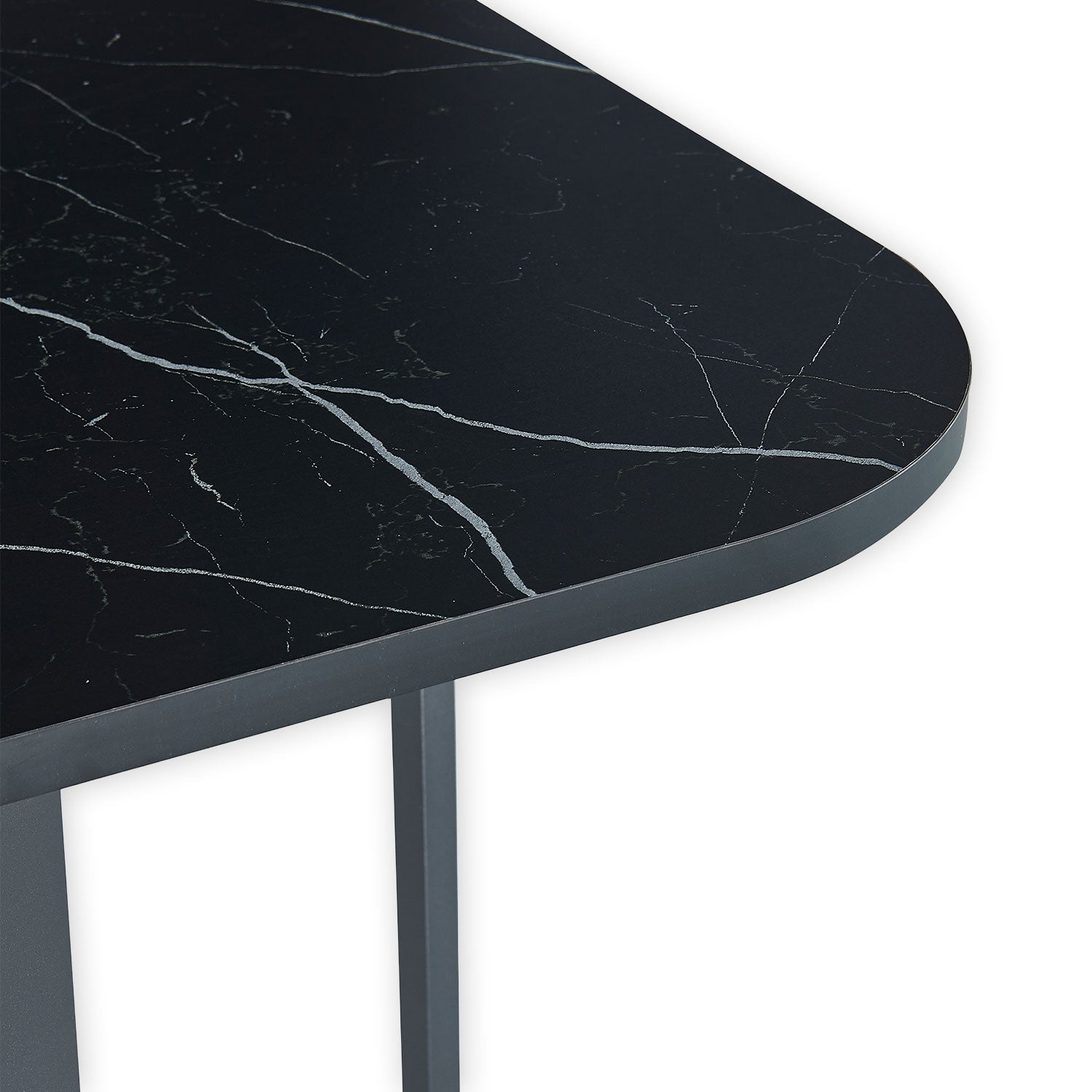 Table carrée 90cm avec 4 chaises gain de place Oslo Effet marbre noir et Velours Noir