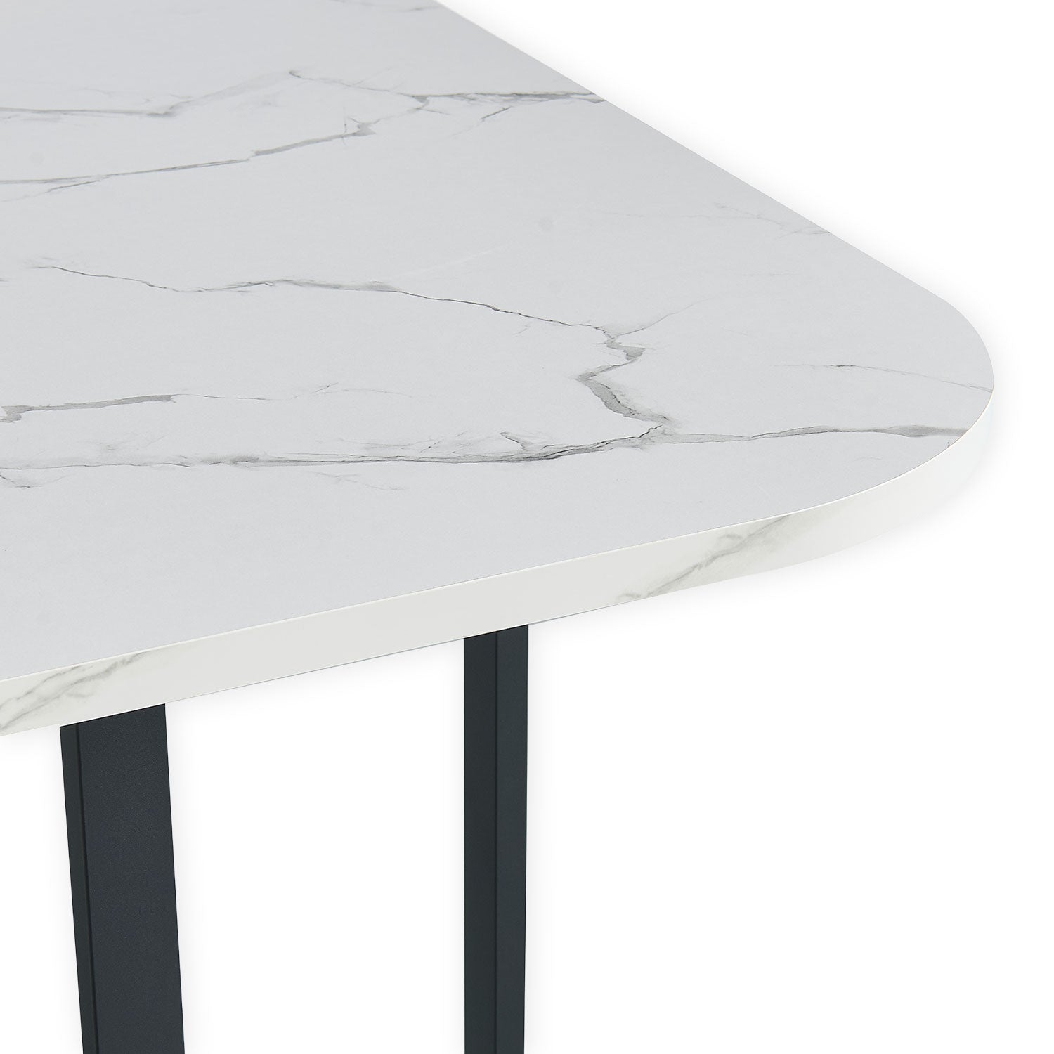 Table rectangulaire 150cm avec 6 chaises gain de place Oslo XL Effet marbre noir et Velours Noir