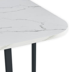 Table rectangulaire 150cm avec 6 chaises gain de place Oslo XL Effet marbre noir et Velours Noir