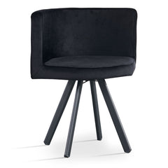 Table rectangulaire 150cm avec 6 chaises gain de place Oslo XL Effet marbre noir et Velours Noir