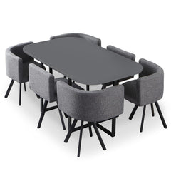 Table et chaises Oslo XL Gris et Tissu Gris
