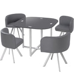 Mesa cuadrada de cristal con 4 sillas acolchadas grises