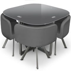 Ensemble table + chaises Mosaic 90 Gris