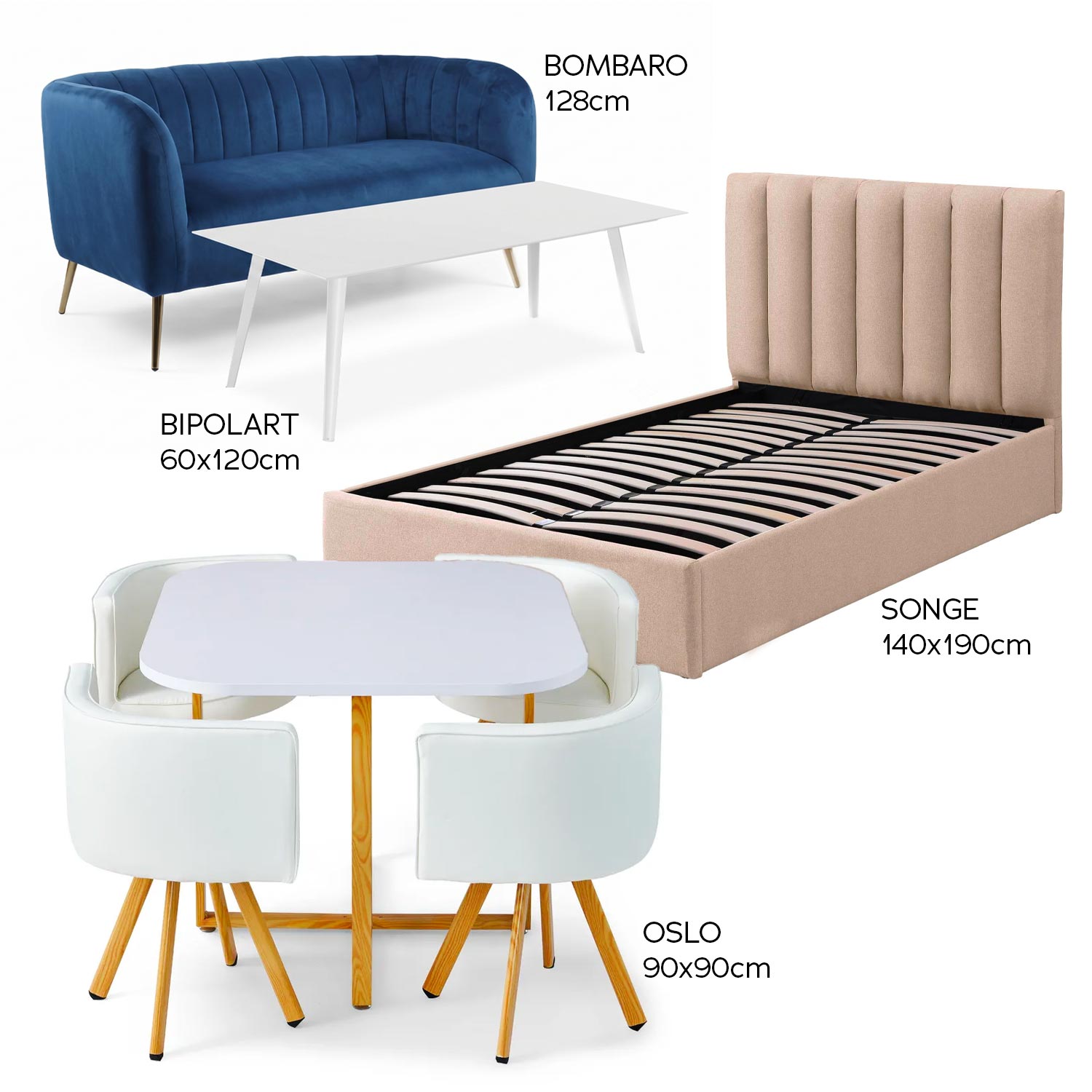 Pack aménagement complet "Scandi-Chic" Bleu Beige Blanc