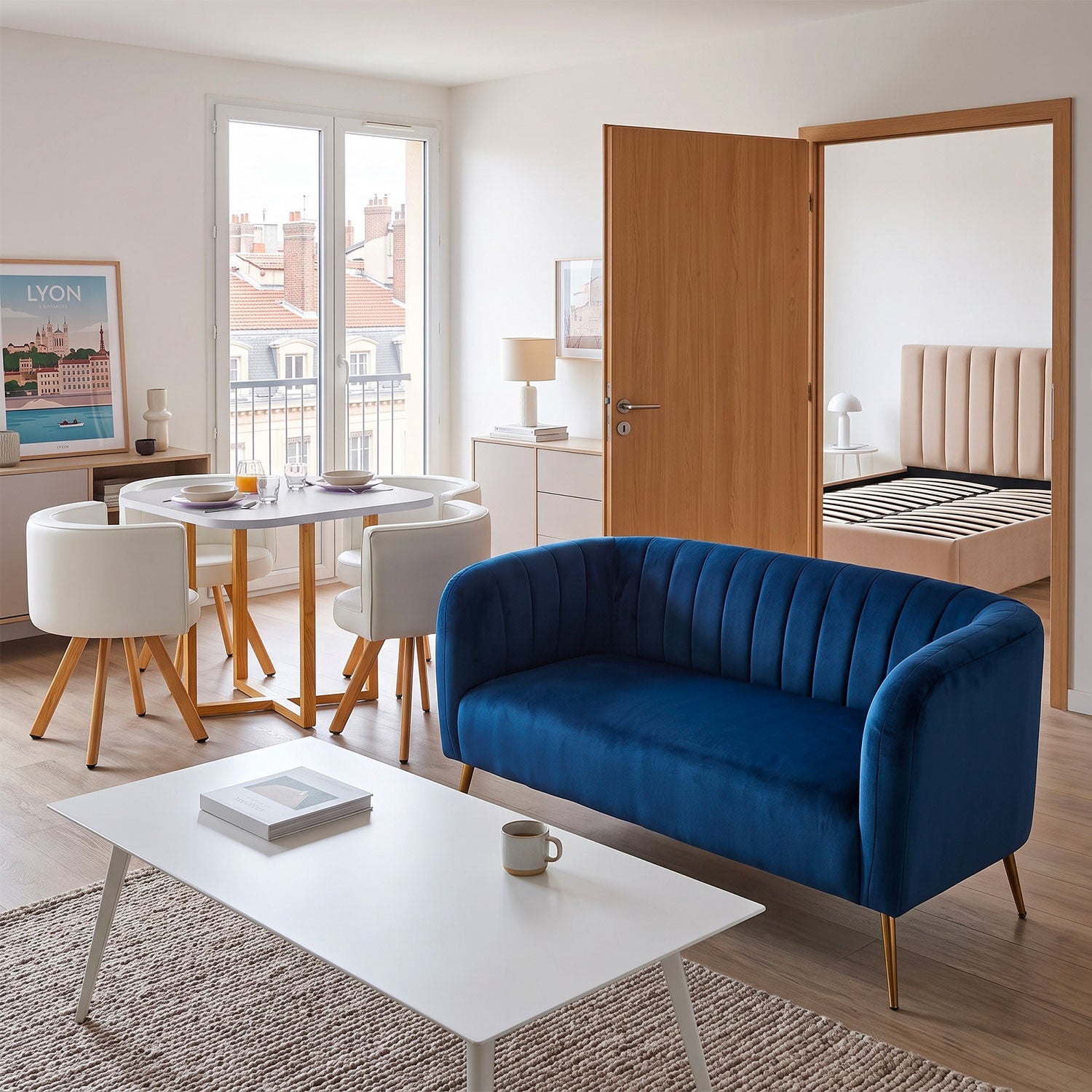 Pack aménagement complet "Scandi-Chic" Bleu Beige Blanc