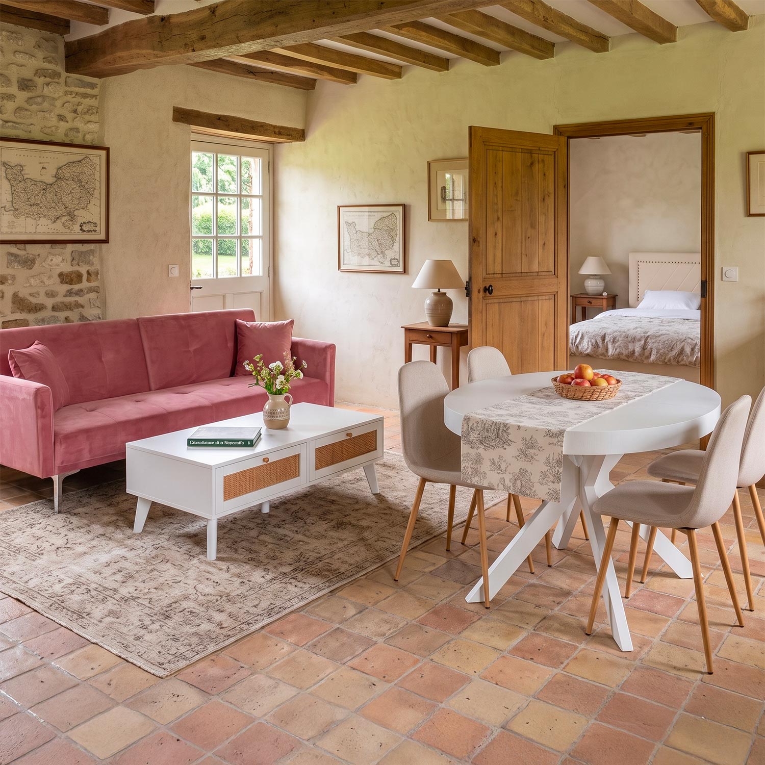 Pack aménagement "Douceur Bohème" Rose Blanc Beige