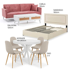 Pack aménagement "Douceur Bohème" Rose Blanc Beige