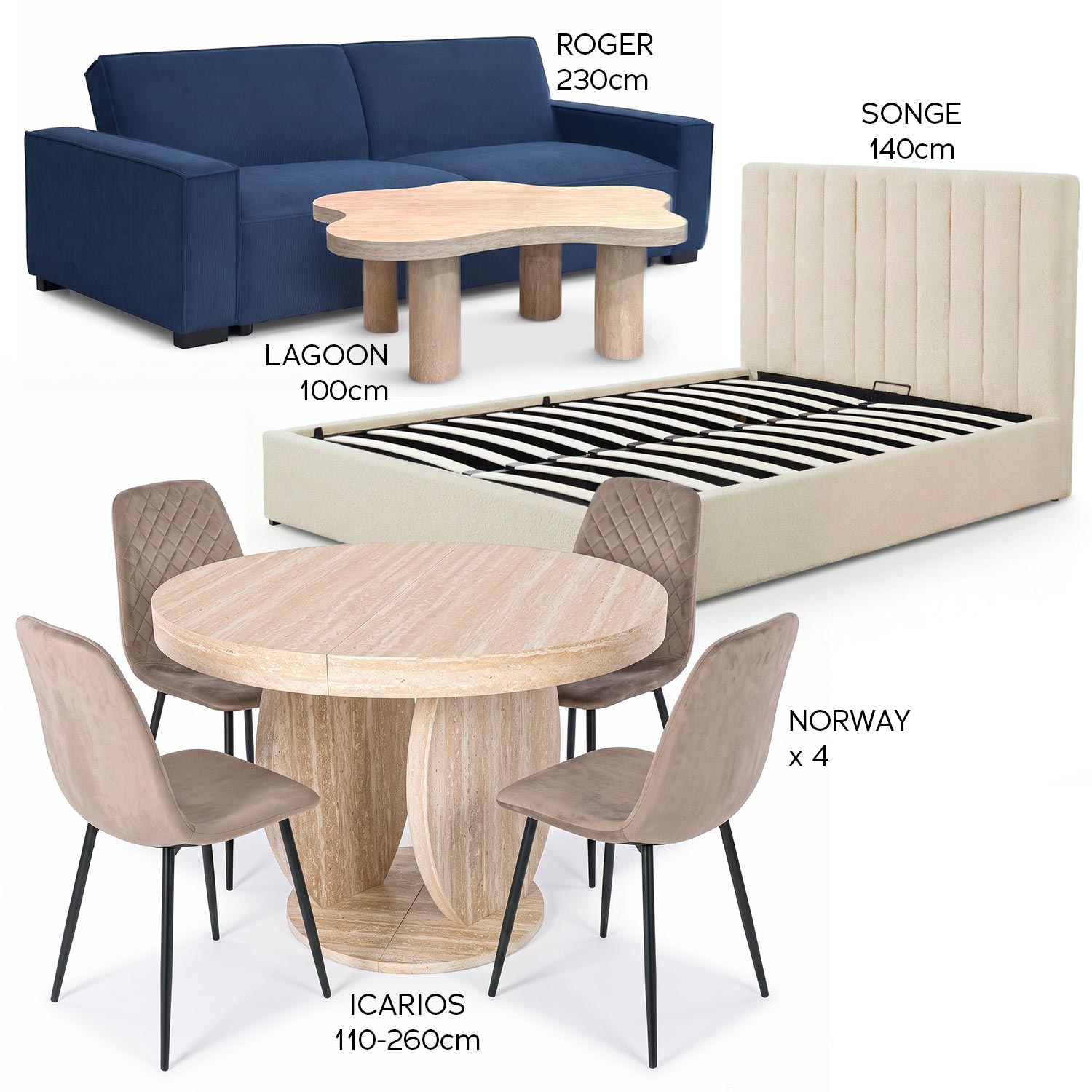 Pack aménagement "Moderne Organique" Bleu Beige Taupe