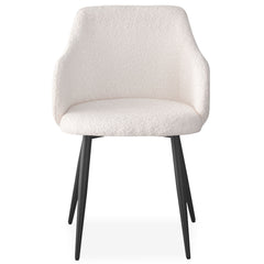 Lot de 2 chaises Paoline Tissu Bouclette Crème