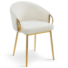 Lot de 8 chaises Chantil arrondies matelassées en métal doré et tissu beige