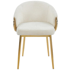 Lot de 6 chaises matelassées Chantil arrondies en métal doré et tissu beige