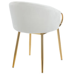 Juego de 8 sillas acolchadas Chantil de metal dorado y terciopelo beige