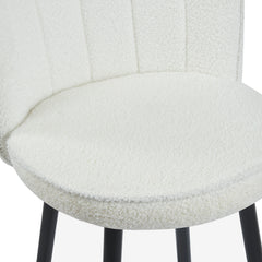 Juego de 2 taburetes de bar Colnan con respaldo curvado en tejido bouclé crema
