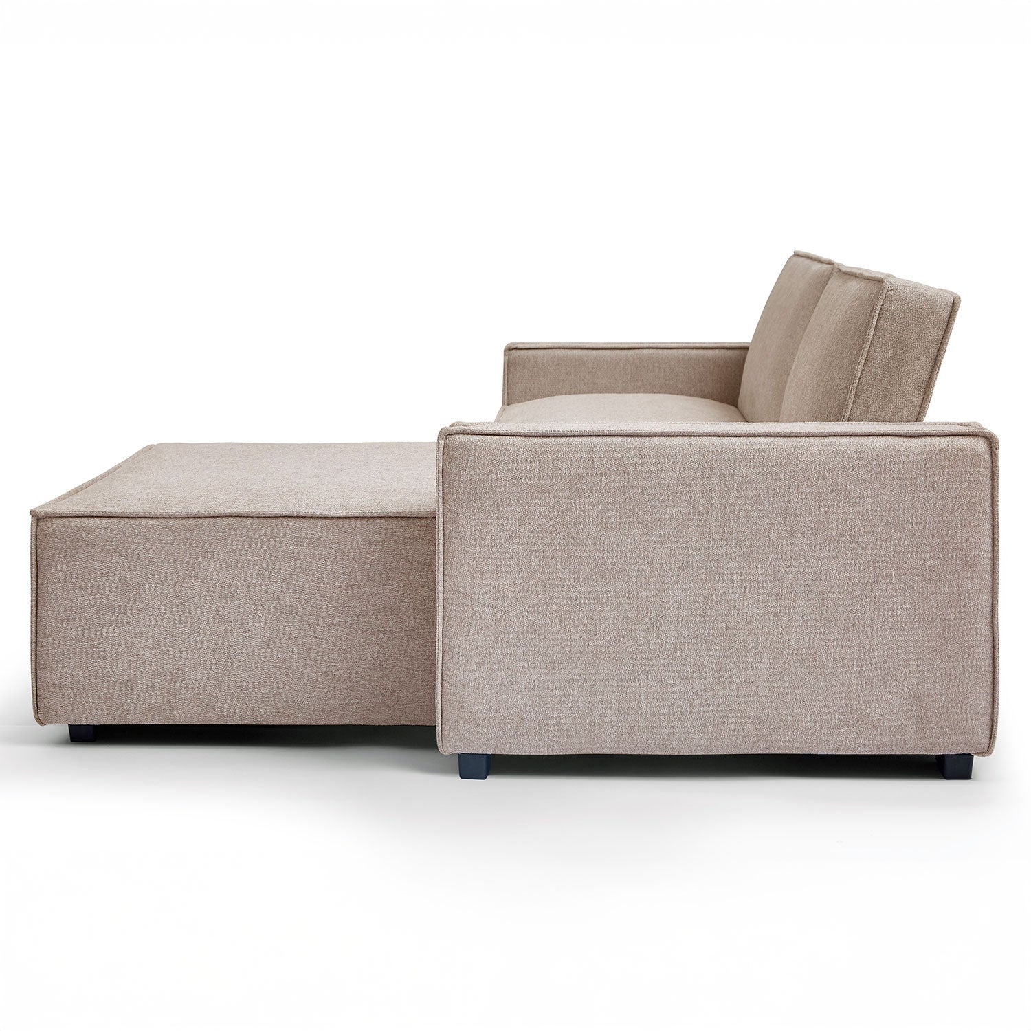 Canapé convertible cic-clac avec angle réversible Pikado Tissu effet lin Taupe clair