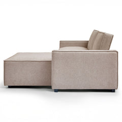 Canapé convertible cic-clac avec angle réversible Pikado Tissu effet lin Taupe clair