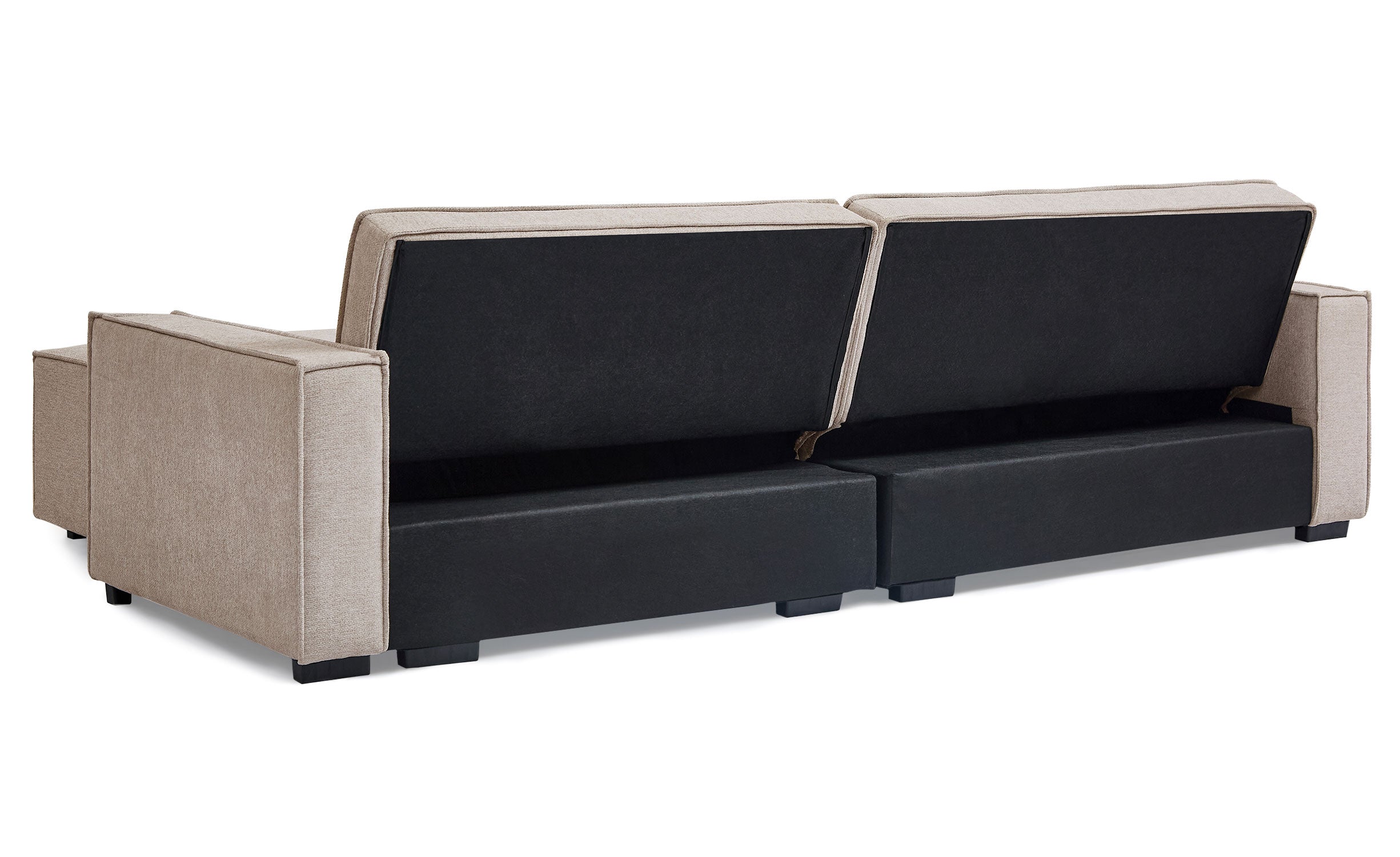 Canapé convertible cic-clac avec angle réversible Pikado Tissu effet lin Taupe clair