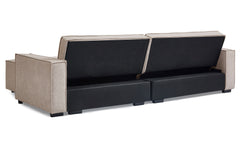 Canapé convertible cic-clac avec angle réversible Pikado Tissu effet lin Taupe clair