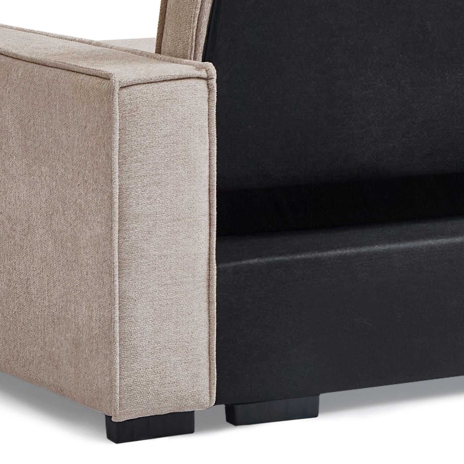Canapé convertible cic-clac avec angle réversible Pikado Tissu effet lin Taupe clair