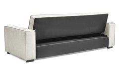 Canapé convertible clic-clac 3 places Pikado Tissu effet lin Gris clair