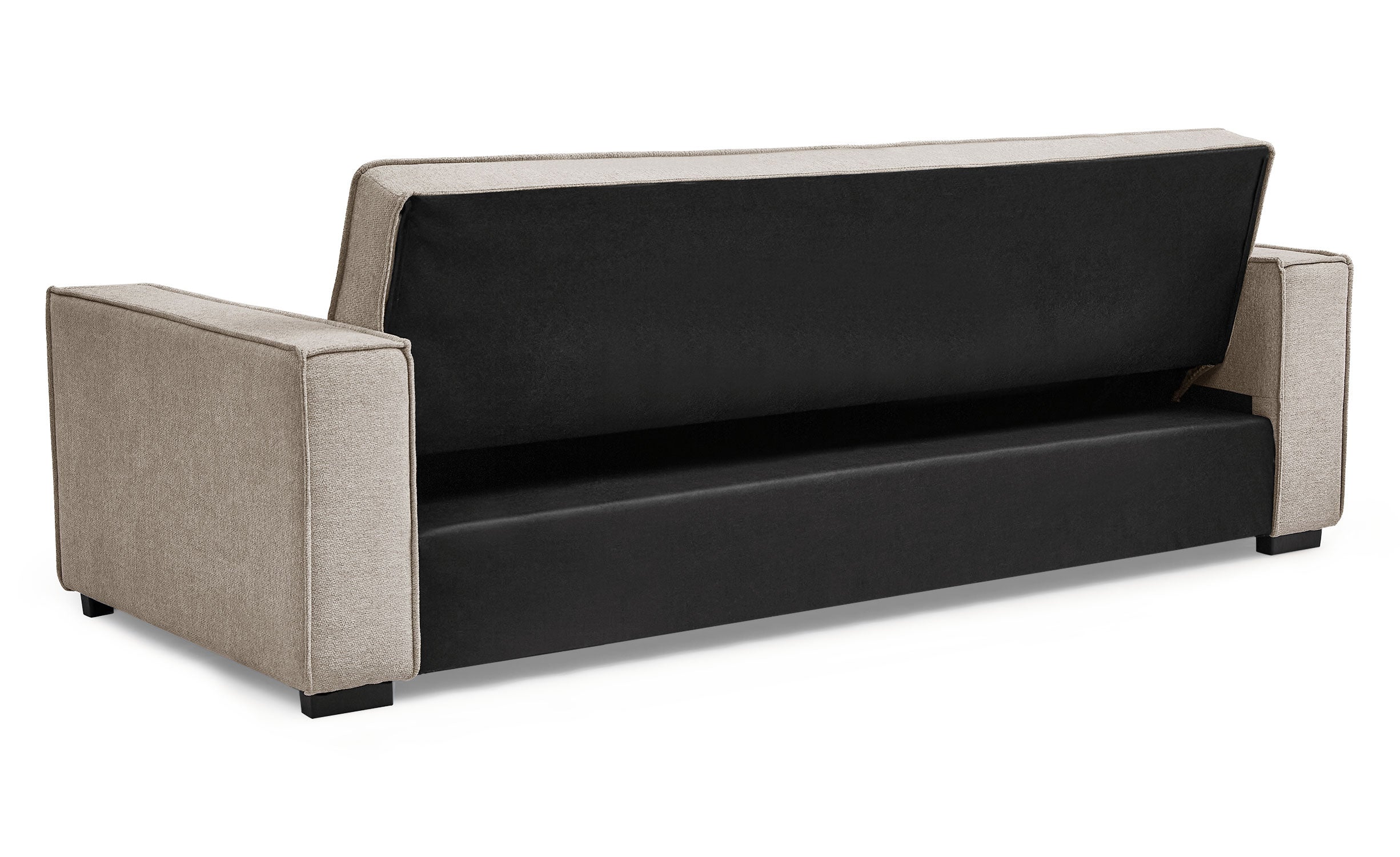 Canapé convertible clic-clac 3 places Pikado Tissu effet lin Taupe clair