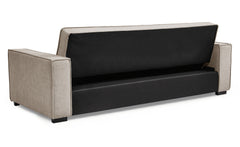 Canapé convertible clic-clac 3 places Pikado Tissu effet lin Taupe clair