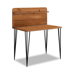 Bureau Pingmao avec étagère et pieds en métal, bois noyer