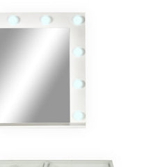 Coiffeuse moderne 13 tiroirs avec miroir lumineux et plateau en verre L120cm Probeauty Blanc