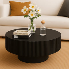 Table ronde L78,5cm avec rainures verticales scuptées Pulsar Noir