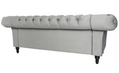 Canapé Chesterfield 3 places Queen Velours Argent