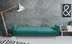 Canapé convertible scandinave Refresha Tissu Bleu vert