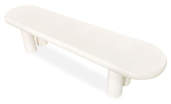Table basse Clivo arrondie 160 cm avec pieds colonnes crème