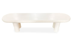 Table basse Clivo arrondie 160 cm avec pieds colonnes crème