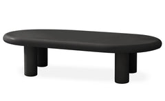 Mesa de centro Clivo redondeada de 160 cm con patas de columna negras