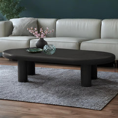 Mesa de centro Clivo redondeada de 160 cm con patas de columna negras