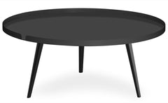 Mesa de centro Arnara redonda con borde de metal negro de 90 cm