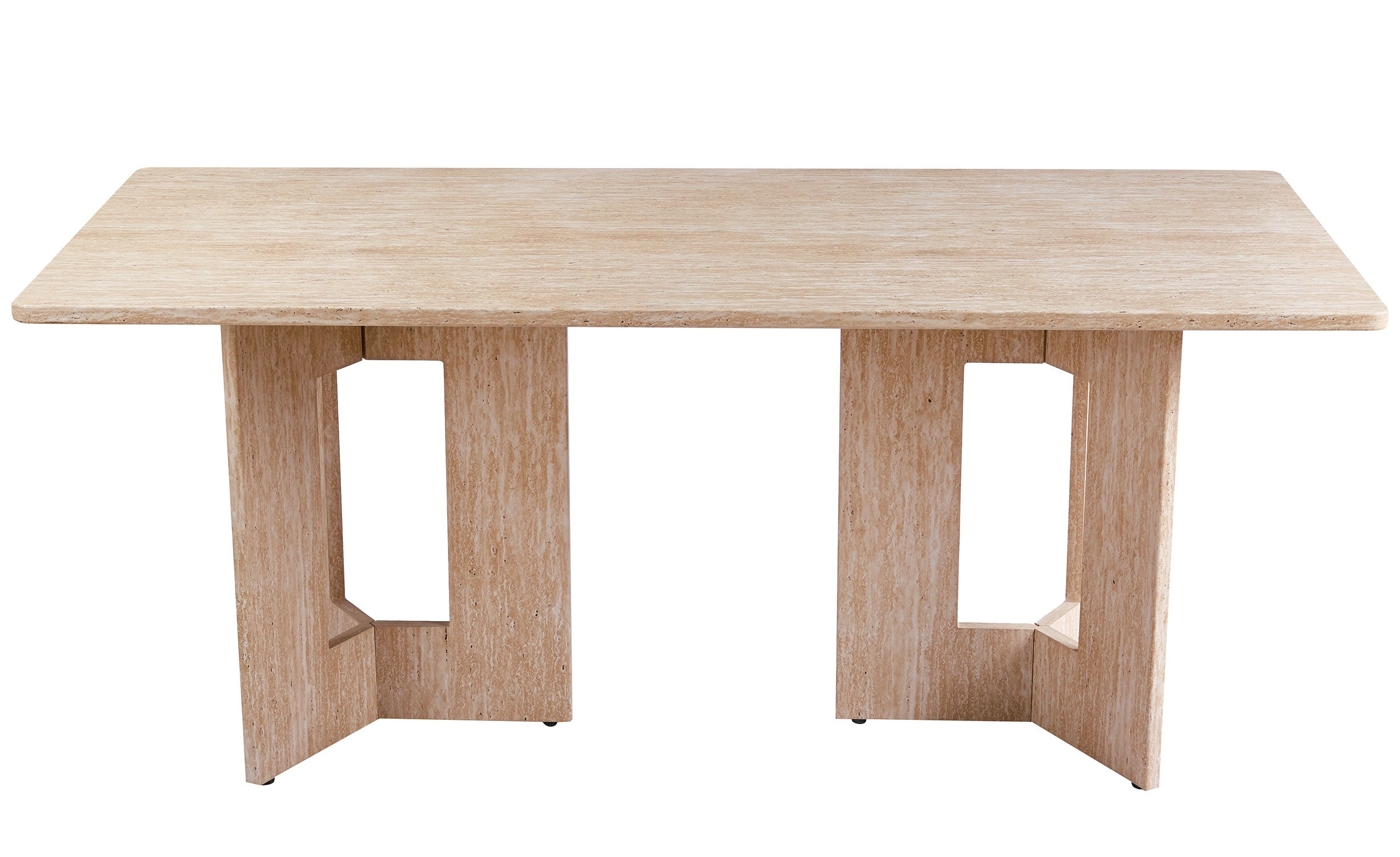 Table à manger rectangulaire Roselia 90x180cm Effet travertin Beige