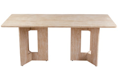Table à manger rectangulaire Roselia 90x180cm Effet travertin Beige