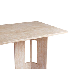 Table à manger rectangulaire Roselia 90x180cm Effet travertin Beige