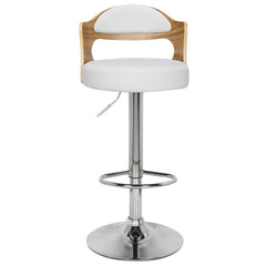 Lot de 6 chaises de bar Ruben Chêne clair et Simili Blanc