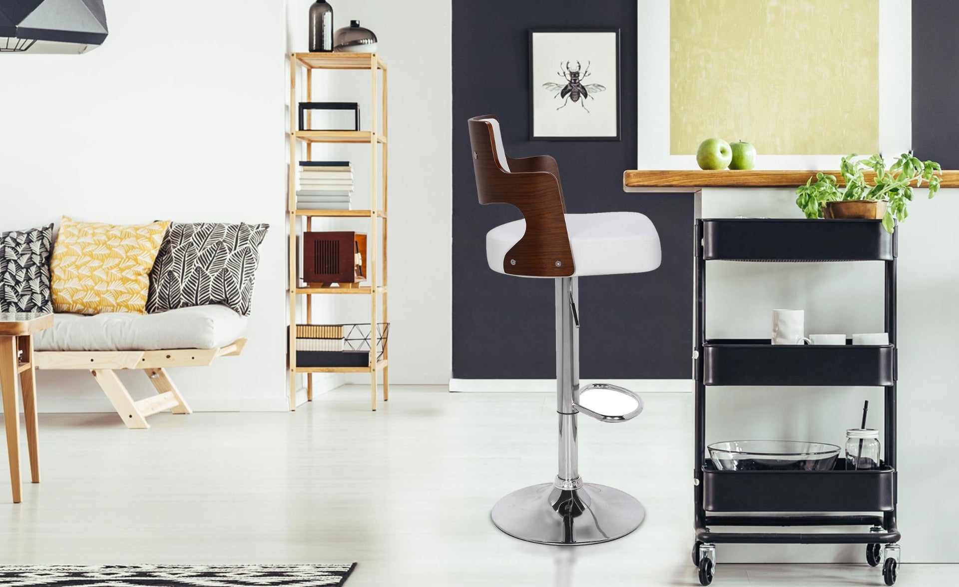 Lot de 2 chaises de bar Russel Bois Noisette & Blanc