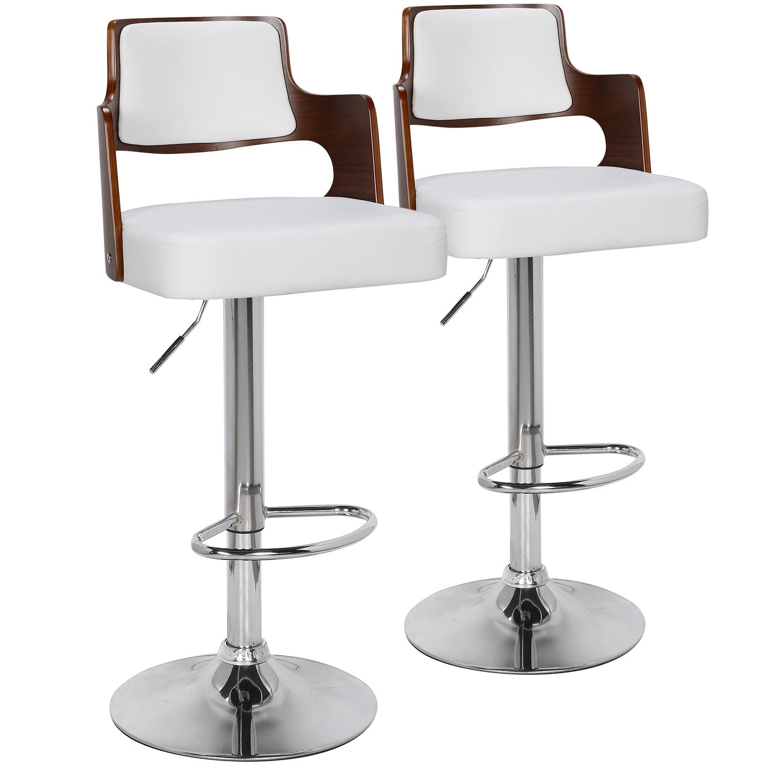 Lot de 2 chaises de bar Russel Bois Noisette & Blanc