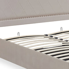 Lit coffre Sandiego avec sommier relevable 160x200cm et tête de lit cloutée Velours Taupe