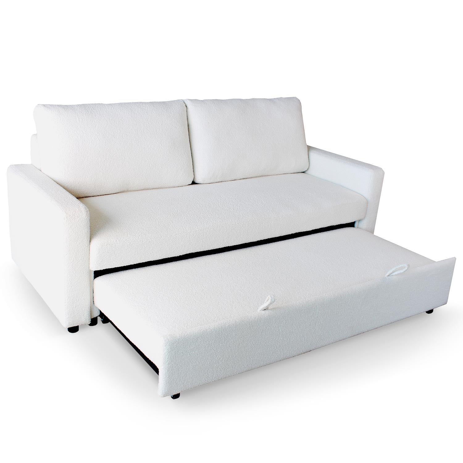 Canapé 3 places Convertible Saphir Tissu Bouclette Écru