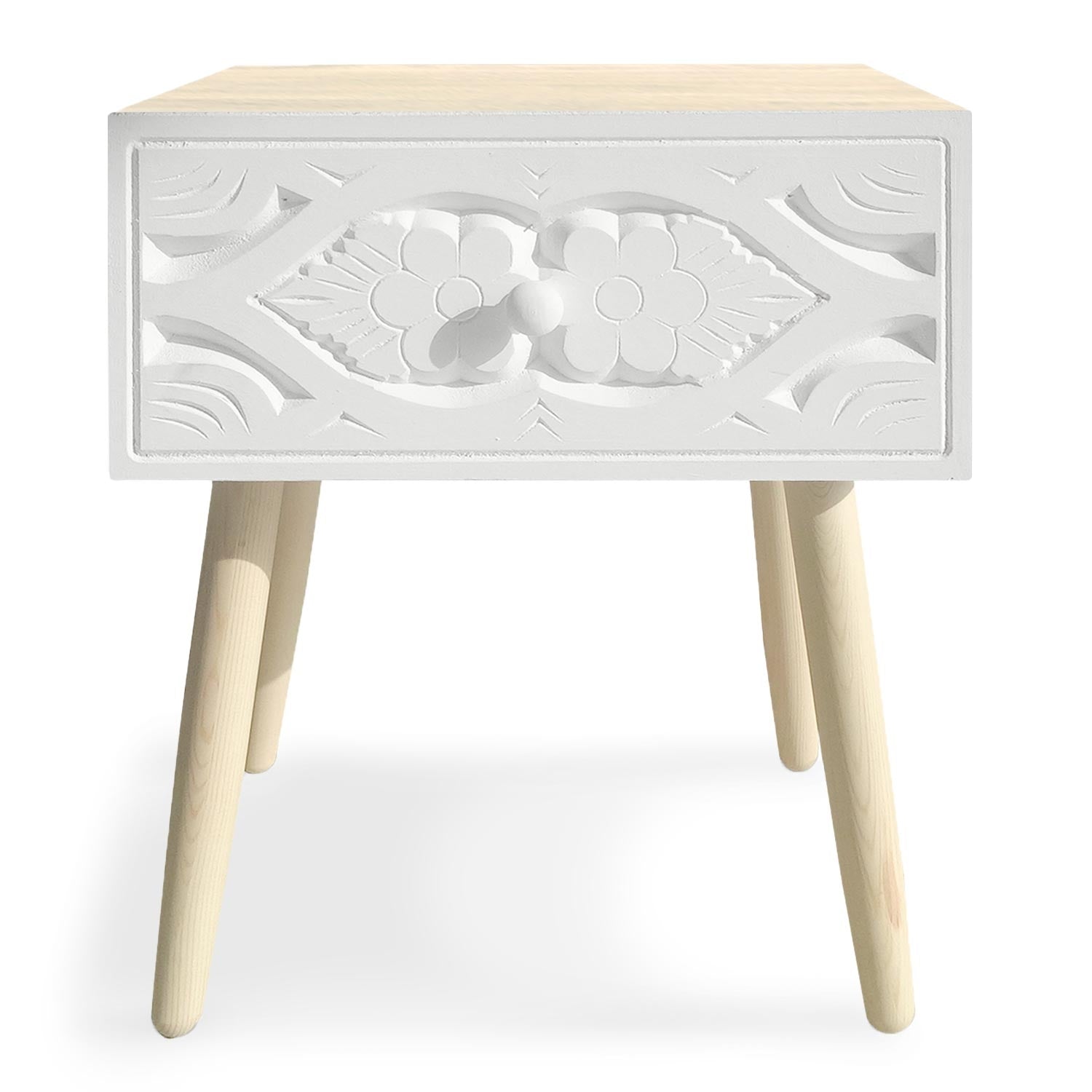 Lot de 2 tables de chevet Samara scandinave Blanc