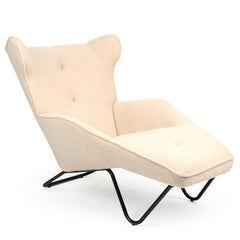 Sillón de relax con chaise longue Cesma en tejido bouclé beige