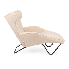 Sillón de relax con chaise longue Cesma en tejido bouclé beige