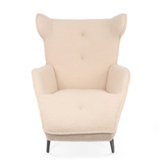 Sillón de relax con chaise longue Cesma en tejido bouclé beige