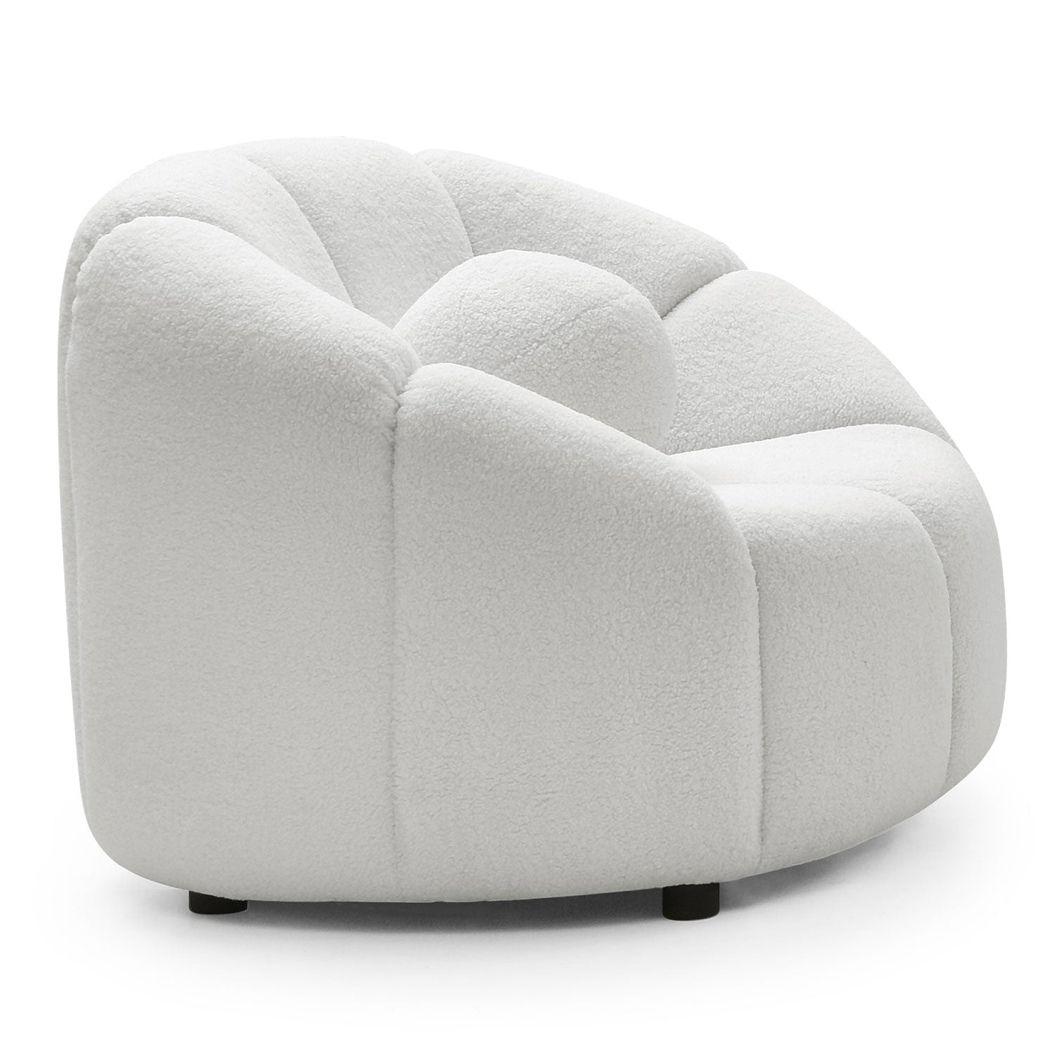 Fauteuil design arrondi Sidonie Tissu bouclette Blanc