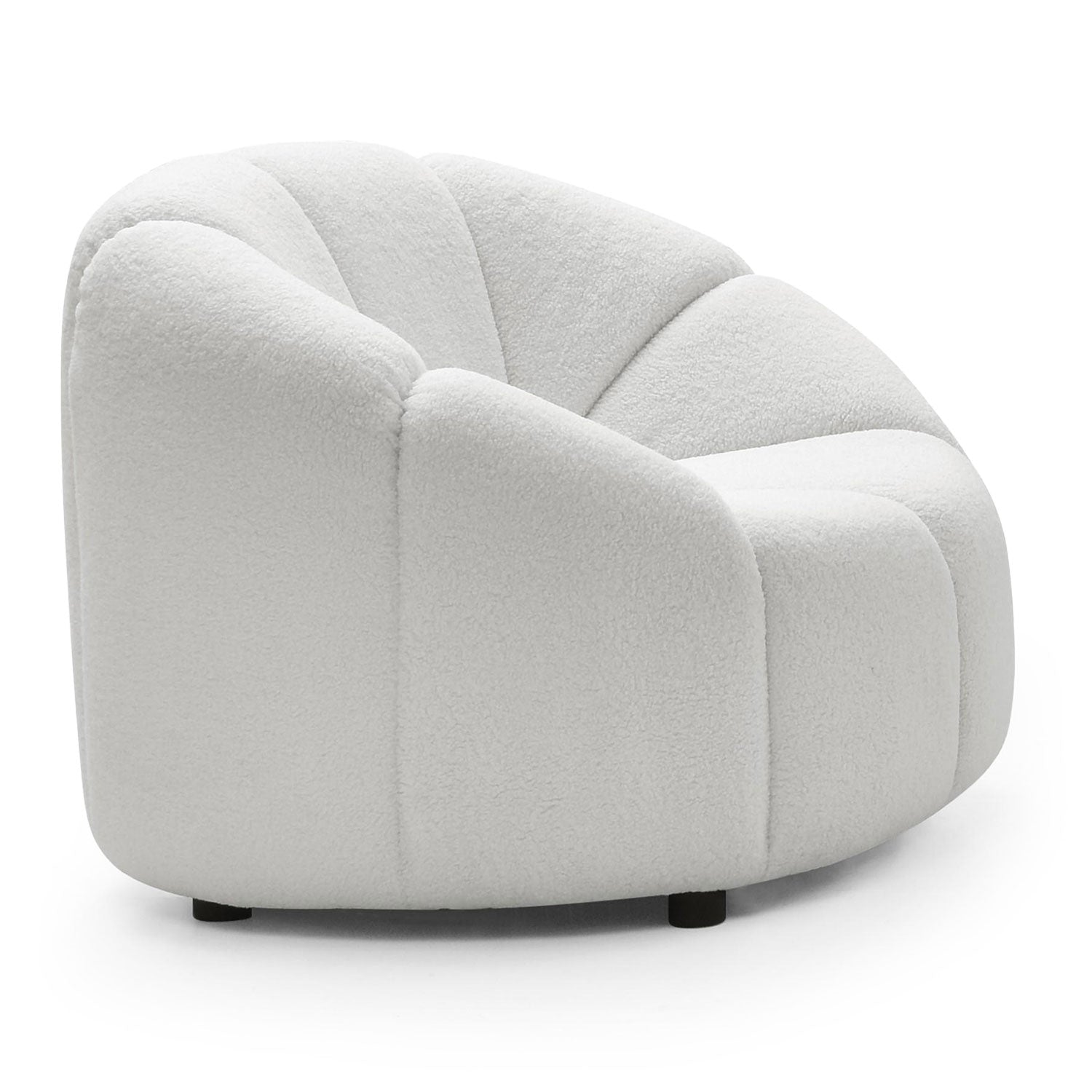 Fauteuil design arrondi Sidonie Tissu bouclette Blanc